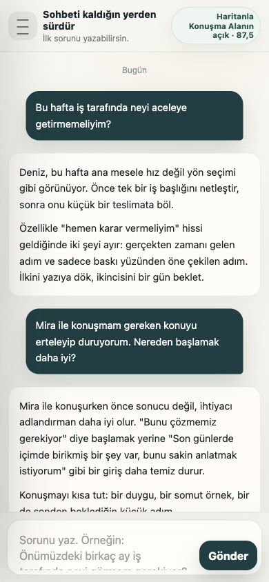 Haritanla Konuş mobil sohbet ekranı